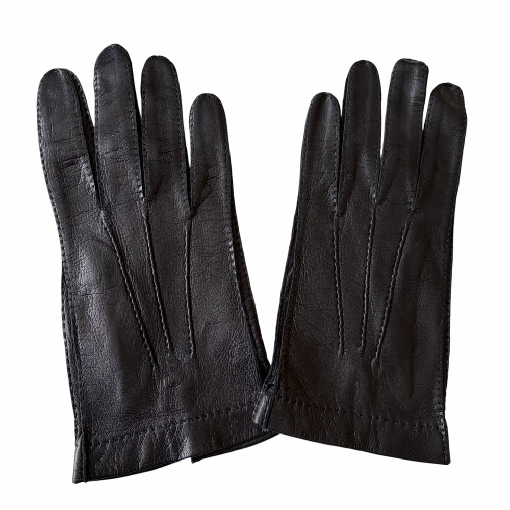 NWOT Men’s Black Unlined Wrist-Length Leather Gloves Size 9 Back Slit SUPER SOFT